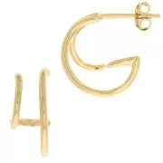 15mm Double fine wire hoop earrings - 3 microns Gold plated x2