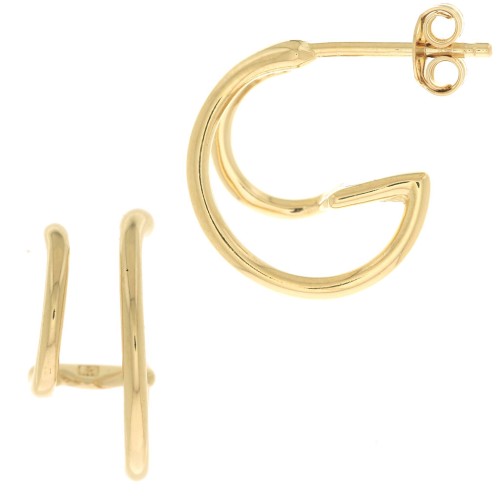 15mm Double fine wire hoop earrings - 3 microns Gold plated x2