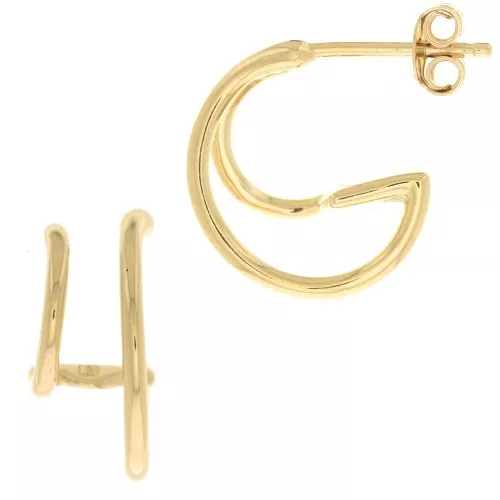 15mm Double fine wire hoop earrings - 3 microns Gold plated x2