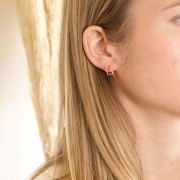 15mm Double fine wire hoop earrings - 3 microns Gold plated x2