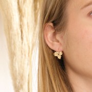 19x16mm Flower earwires with open ring - 3 micron gold plated x2