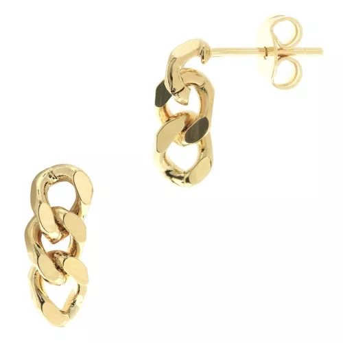 14x5mm Curbed Chain earStuds - 3 Microns Gold Plated x2