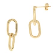 26x9mm Oval intertwined rings earstuds - 3 microns gold plated x2|raw }}