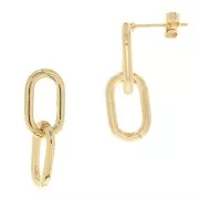 26x9mm Oval intertwined rings earstuds - 3 microns gold plated x2
