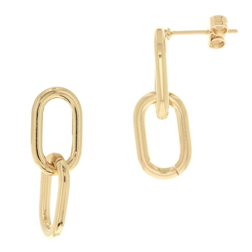 26x9mm Oval intertwined rings earstuds - 3 microns gold plated x2