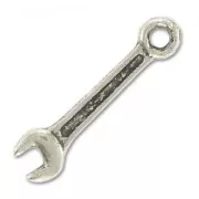 Flat key charm 24mm Old Silver tone x1