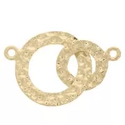 30x18.5mm Hammered Double Circle connector - 3 Micron Gold Plated x1