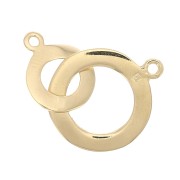 30x18.5mm Hammered Double Circle connector - 3 Micron Gold Plated x1