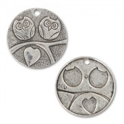 Owls sequin 25mm Old Silver tone x1