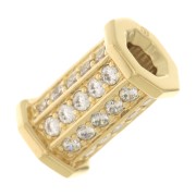 15x9.5mm Cylinder bead with zirconium oxide - Crystal - 3 microns Gold plated x1