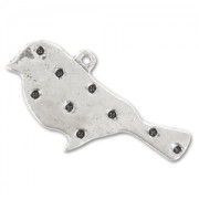 Bird charm 15mm Old Silver tone x1|raw }}