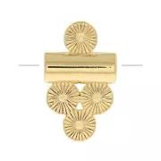 12x7mm Tube bead with 4 small striated rounds - 3 microns Gold plated x1