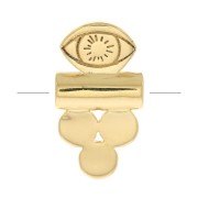 13x7mm Tube bead with 3 small rounds and eye - 3 microns Gold plated x1|raw }}