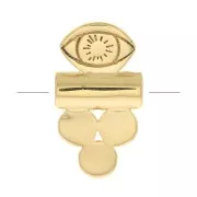 13x7mm Tube bead with 3 small rounds and eye - 3 microns Gold plated x1