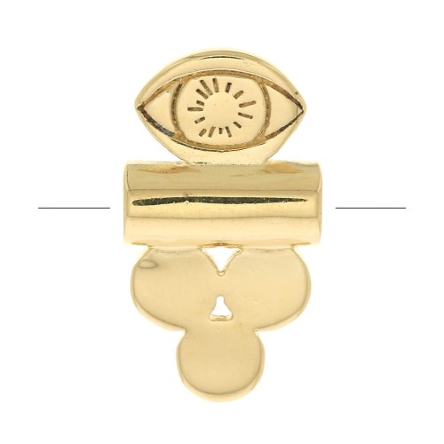 13x7mm Tube bead with 3 small rounds and eye - 3 microns Gold plated x1