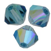 4mm Preciosa Crystal Bicones - MC Bead Rondell - Capri Blue AB 2x x30|raw }}
