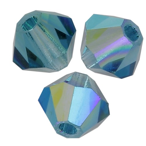 4mm Preciosa Crystal Bicones - MC Bead Rondell - Capri Blue AB 2x x30