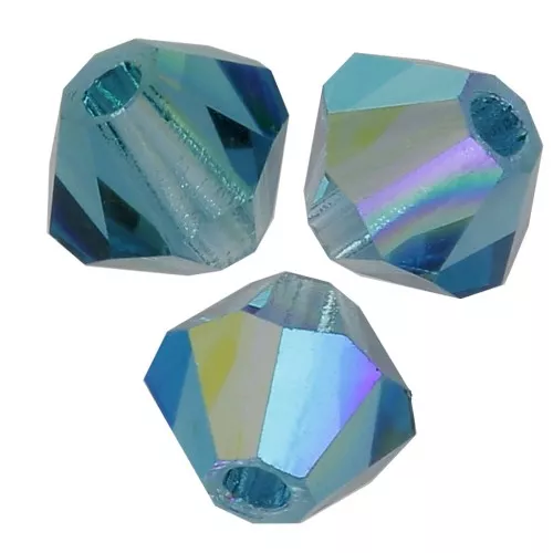 4mm Preciosa Crystal Bicones - MC Bead Rondell - Capri Blue AB 2x x30