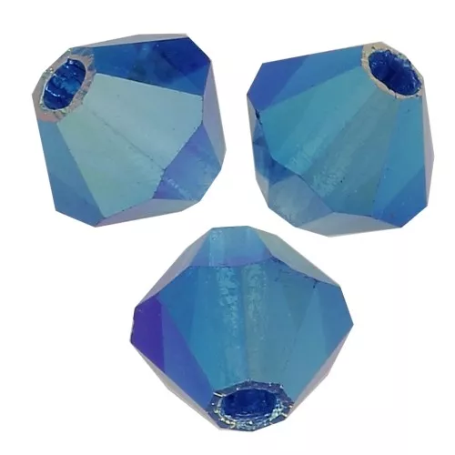 4mm Preciosa Crystal Bicones - MC Bead Rondell - Indicolite AB x30