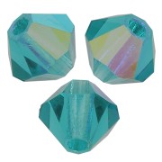 4mm Preciosa Crystal Bicones - MC Bead Rondell - Blue Zircon AB x30|raw }}