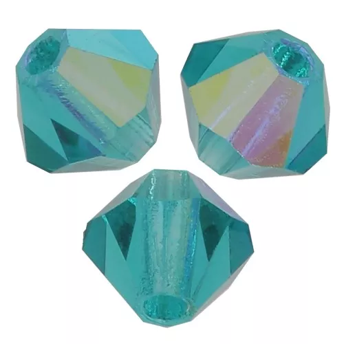 4mm Preciosa Crystal Bicones - MC Bead Rondell - Blue Zircon AB x30