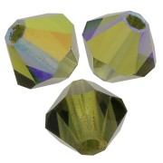 4mm Preciosa Crystal Bicones - MC Bead Rondell - Olivine AB x30