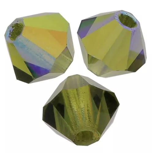 4mm Preciosa Crystal Bicones - MC Bead Rondell - Olivine AB x30