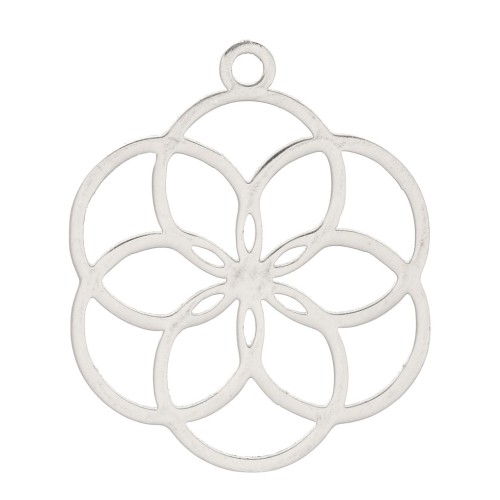 22x18mm Stainless Steel Hollow Rosace Pendant x1