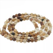 3mm Round Faceted Gemstone Beads - Dyed Agate - Brown x38cm
