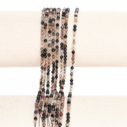 3 mm Round Faceted Gemstone Beads - Dyed Agate - Brown x 37 cm