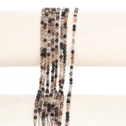 3 mm Round Faceted Gemstone Beads - Dyed Agate - Brown x 37 cm