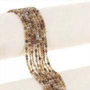 3mm Round Faceted Gemstone Beads - Dyed Agate - Brown x38cm