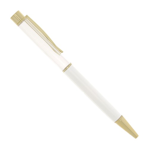 Ball-point pen to decorate with beads - resin - polymer - Gold - White x1