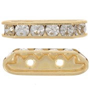Rhinestones bridge spacer 21x6mm Gold-colored Crystal 2 holes x1|raw }}