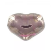 Ceramics heart 21mm Iridescent Silver Fuschia x1