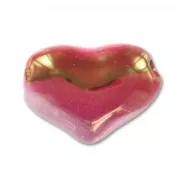 Ceramics heart 21mm Iridescent marbled Cherry x1