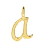10mm alphabet letter Charm - italic font - A - 3 microns Gold Plated x1