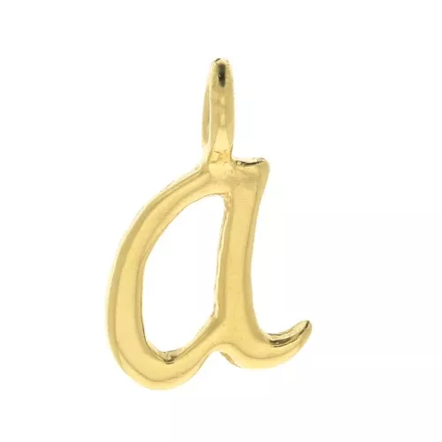 10mm alphabet letter Charm - italic font - A - 3 microns Gold Plated x1