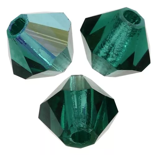 4mm Preciosa Crystal Bicones - MC Bead Rondell - Emerald AB x30