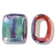 Ceramics slider 19x14mm Iridescent Red Green x1