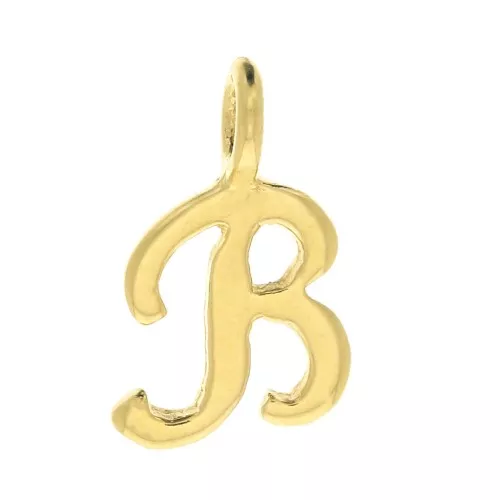 10mm alphabet letter Charm - italic font - B - 3 microns Gold Plated x1