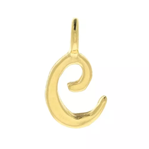 10mm alphabet letter Charm - italic font - C - 3 microns Gold Plated x1