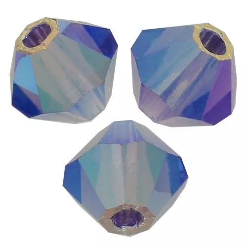 4mm Preciosa Crystal Bicones - MC Bead Rondell - Tanzanite AB 2x X30