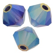 4mm Preciosa Crystal Bicones - MC Bead Rondell - Deep Tanzanite AB 2x X30|raw }}