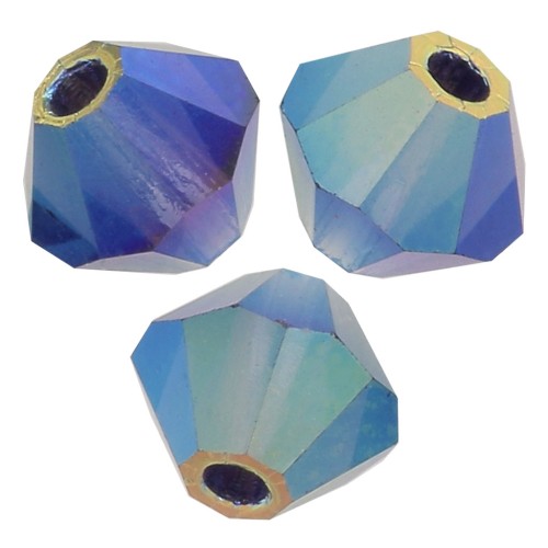 4mm Preciosa Crystal Bicones - MC Bead Rondell - Deep Tanzanite AB 2x X30