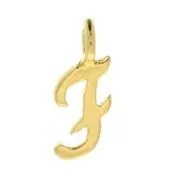 10mm alphabet letter Charm - italic font - F - 3 microns Gold Plated x1