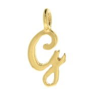 12mm alphabet letter Charm - italic font - G - 3 microns Gold Plated x1|raw }}
