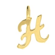 10mm alphabet letter Charm - italic font - H - 3 microns Gold Plated x1|raw }}