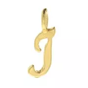 10mm alphabet letter Charm - italic font - I - 3 microns Gold Plated x1