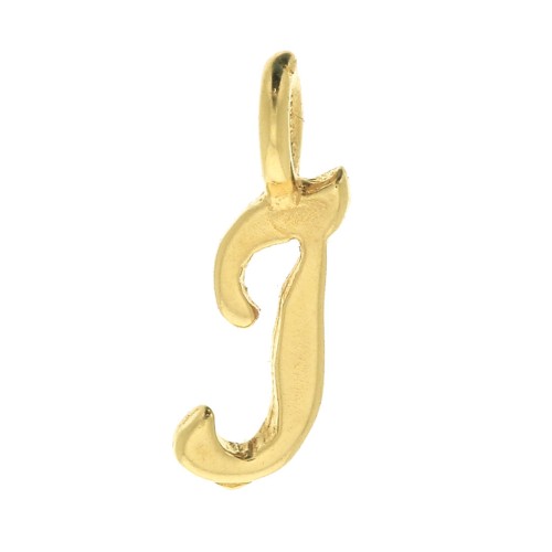 10mm alphabet letter Charm - italic font - I - 3 microns Gold Plated x1